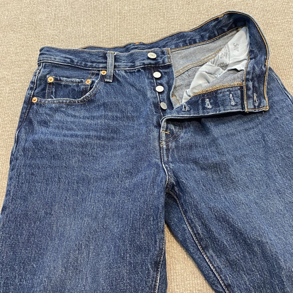 Levis 501 Jeans Womens 29 Blue Medium Wash Straight Leg 100% Cotton Denim